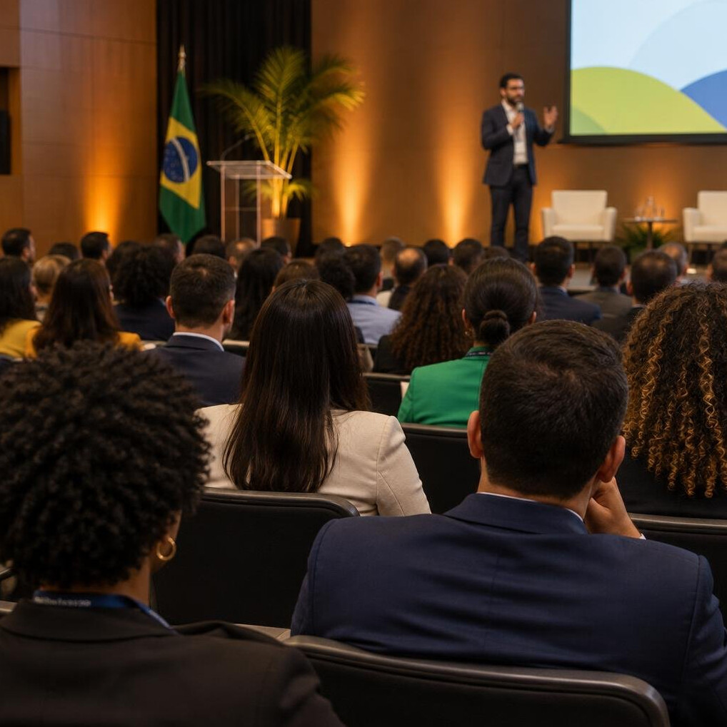 Audience at a conference listening to a speaker