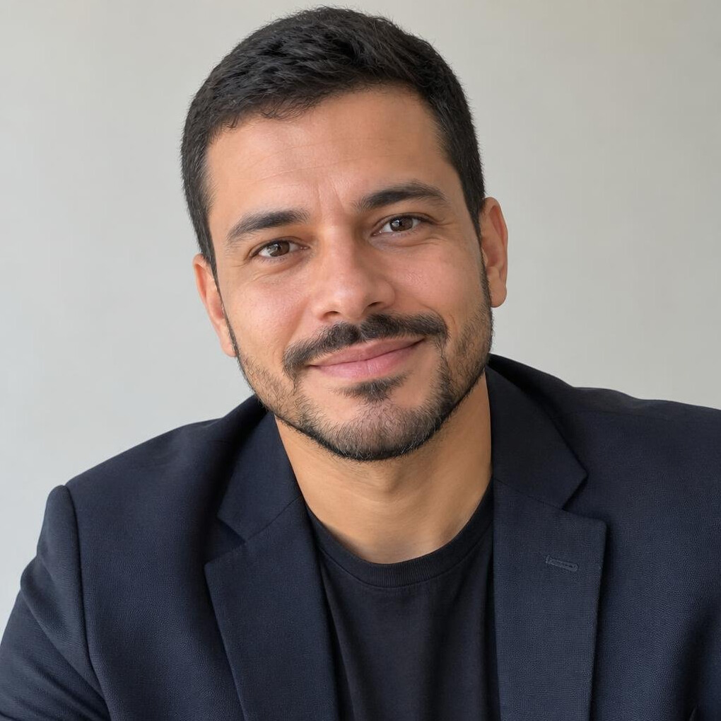Close portrait of a man smiling outdoors